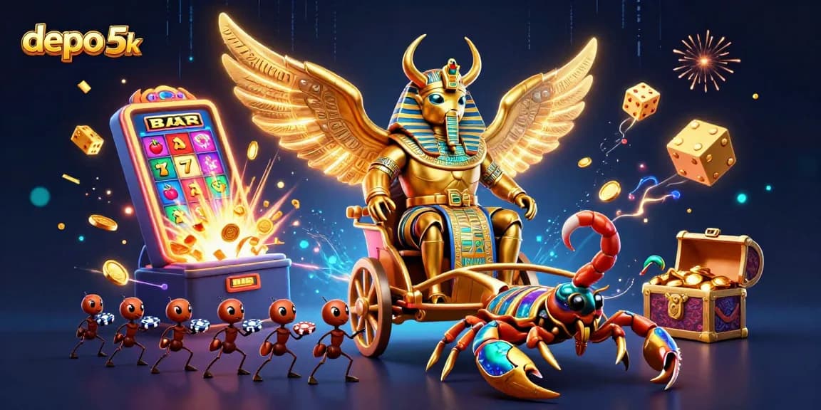 Experience big wins with depo 5k in a magical casino scene full of vibrant characters and jackpots!