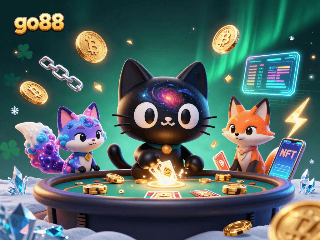 Experience the thrill of go88 with a cosmic casino scene featuring vibrant 3D characters and colorful elements.