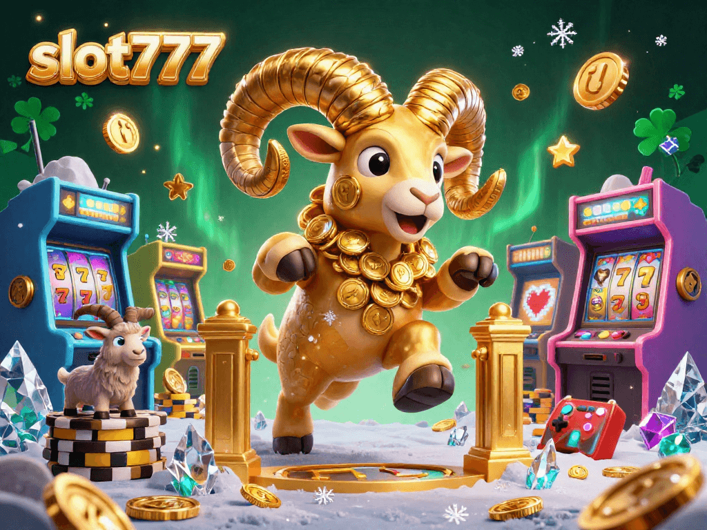 Experience thrilling action with slot777 as a golden ram charges through casino-themed elements and vibrant game visuals.