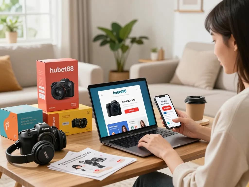 Experience shopping on hubet88 from home with vibrant online browsing scene.