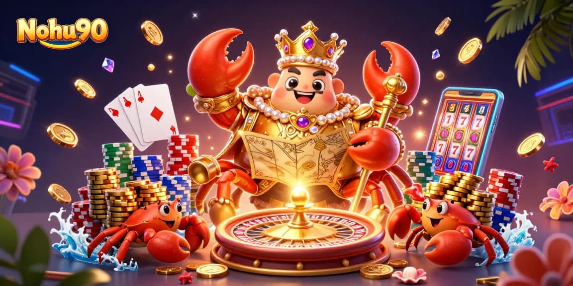 Nohu90 offers thrilling jackpot experiences with a playful crab emperor leading the casino adventure.