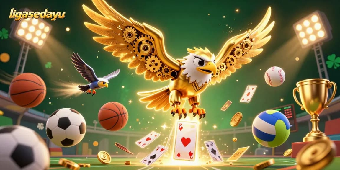 Engage with ligasedayu's thrilling gaming experience through vibrant 3D casino visuals featuring dynamic sports elements.