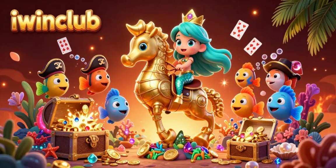 Engage with iwinclub through this vibrant underwater gaming adventure featuring a mermaid and treasure.