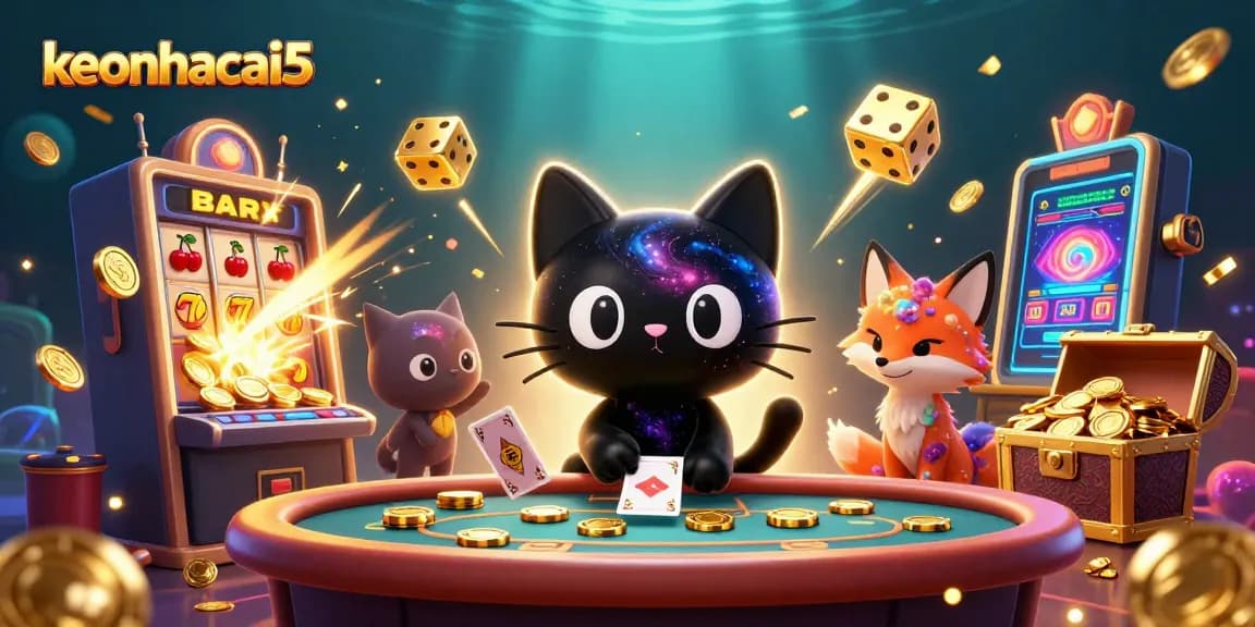 Experience thrilling gameplay with keonhacai5 in this vibrant cosmic casino scene featuring dynamic characters and engaging elements.