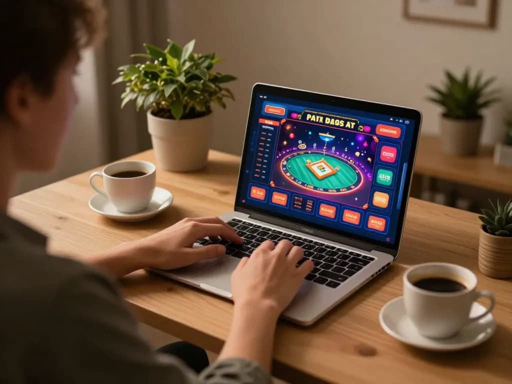Engaged player utilizing HB88 online platform for strategic gameplay in a cozy home environment