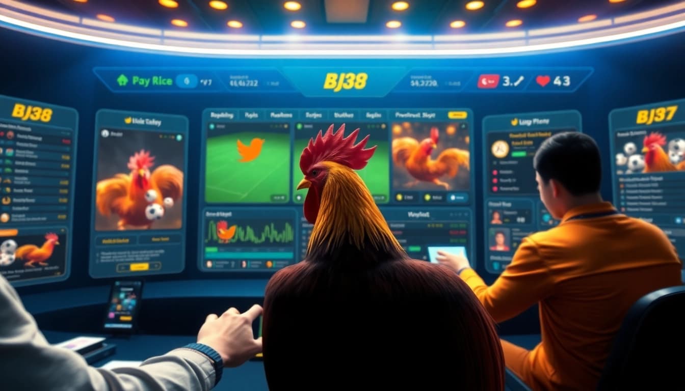 BJ38 online gaming platform showcasing immersive cockfighting and sports betting experiences.