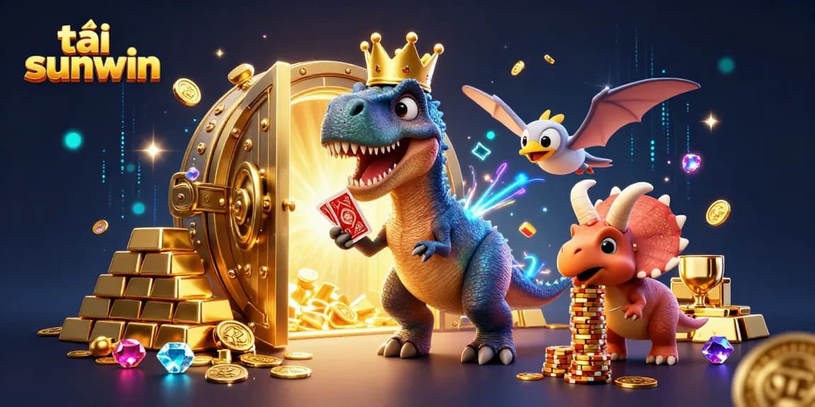 Join the fun with tải sunwin as colorful characters shuffle cards and stack chips in a vibrant casino scene.