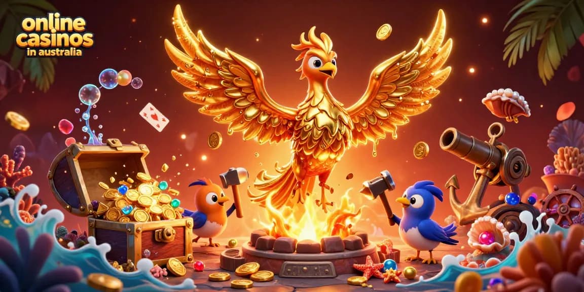 Experience thrilling gameplay at online casinos in Australia with vibrant casino elements.