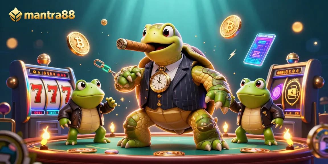Experience fun with mantra88's vibrant casino world featuring characters and gaming elements.