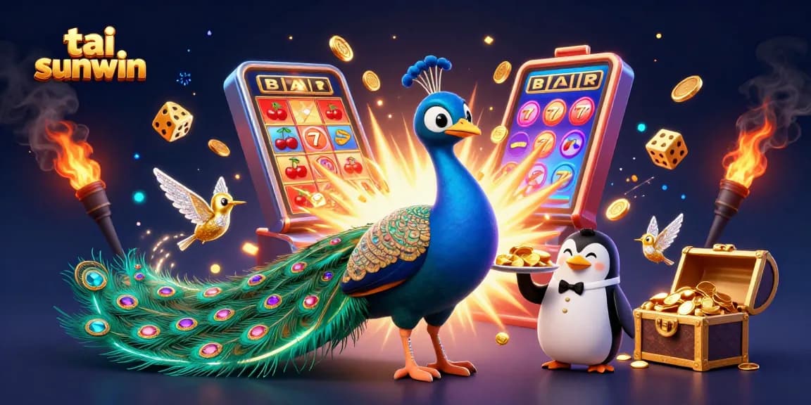 Experience the thrill of tai sunwin with a vibrant, interactive casino scene featuring dynamic characters and rich gaming elements.