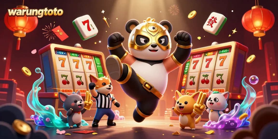 Experience thrilling gaming at warungtoto with fun slot reels and an action-packed wrestling scene.