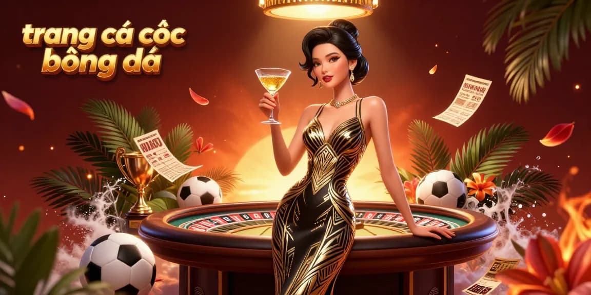 Interactive scene highlighting trang cá cược bóng đá with vibrant sports betting elements and glamorous ambiance