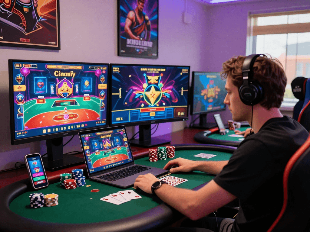 Experience the excitement of online gaming with link alternatif raja328 in a vibrant casino-like setting.