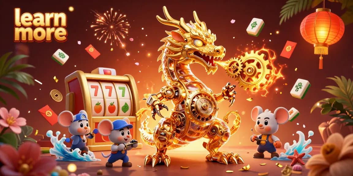 Learn more about engaging slot games with a golden dragon and vibrant casino elements.