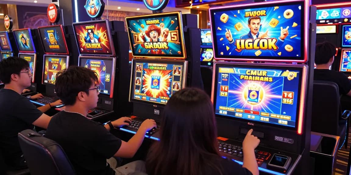Exciting online slot gacor gaming experience with diverse players celebrating wins