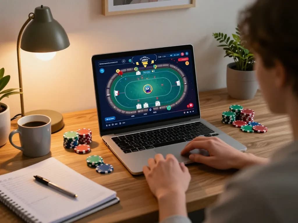 Engaging in a rikvip online poker game while managing betting strategy at home