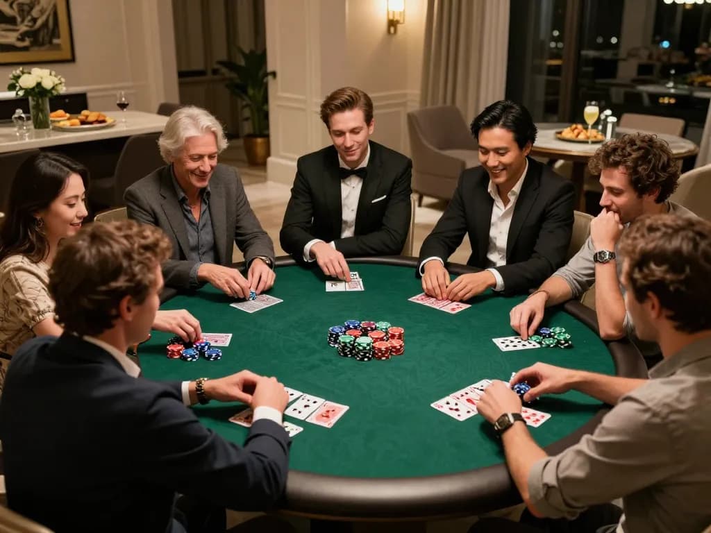 Players enjoying a friendly poker night while strategizing their bets with keonhacai insights.