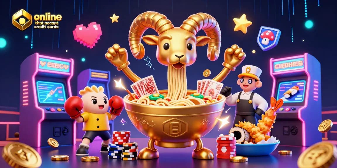 Engage with online casinos that accept credit cards in a vibrant casino-themed 3D illustration.
