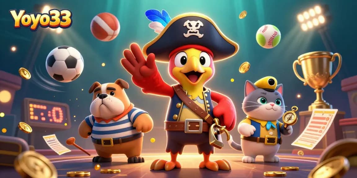 Engage with Yoyo33 as the pirate captain and friends navigate thrilling casino games.