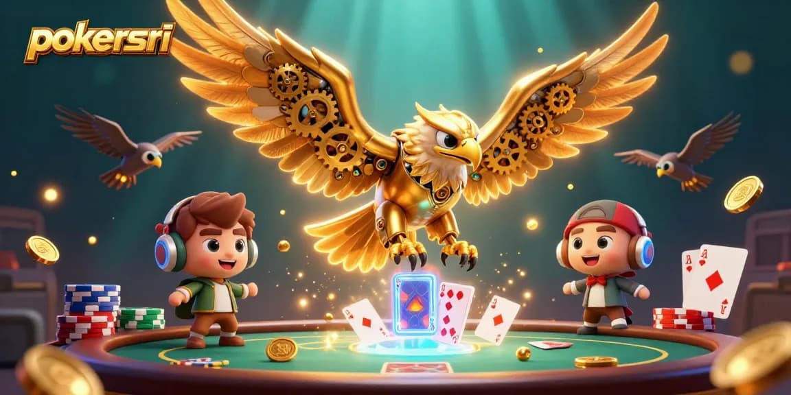 Engage in thrilling poker with pokerseri as a cybernetic eagle dives through dynamic poker elements.