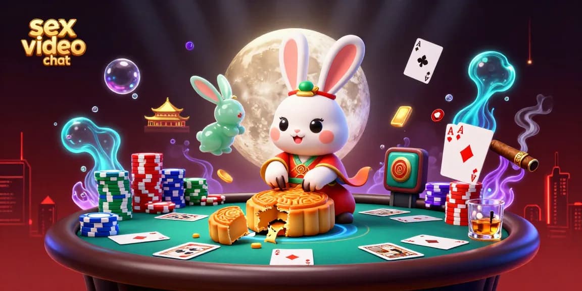 Engage with sex video chat in a thrilling gambling-themed 3D illustration filled with vibrant casino elements.