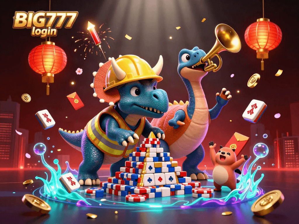 Celebrate your wins with BIG777 login in this vibrant 3D casino scene!