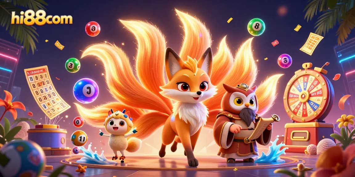 Experience thrilling gaming at hi88com with vibrant lottery elements and enchanting characters.