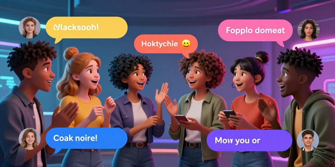 Engaging NSFW chat scene with animated characters in a vibrant digital setting, showcasing a modern chat experience.