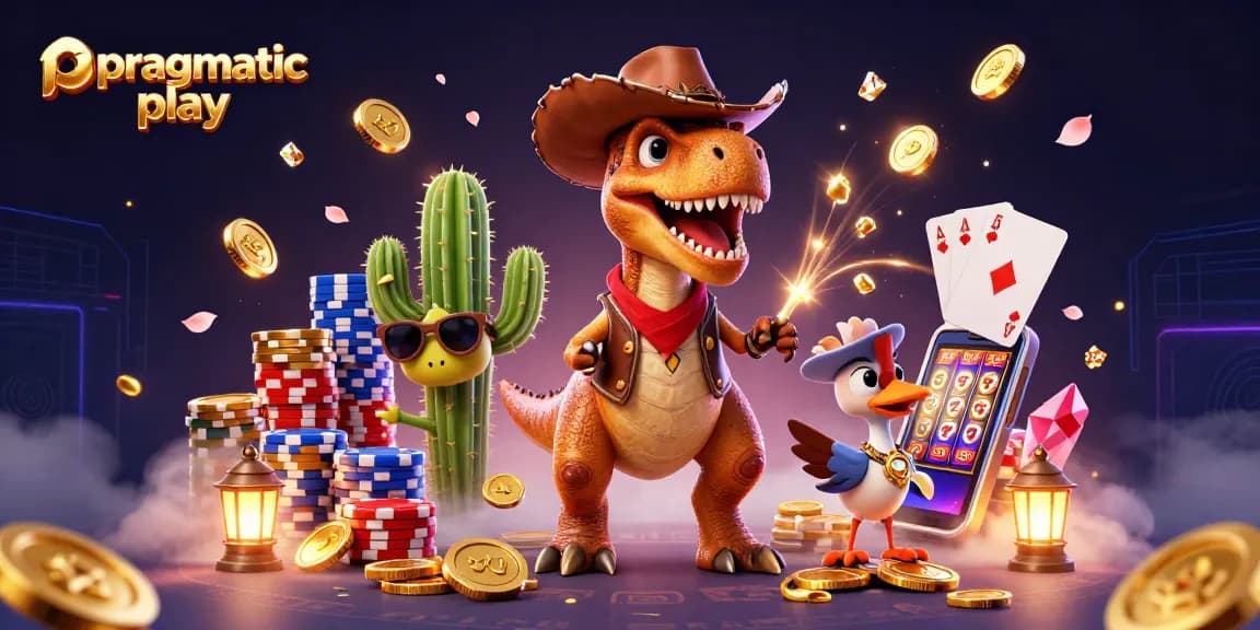 Win with pragmatic play in an energetic casino scene featuring casino-themed characters.