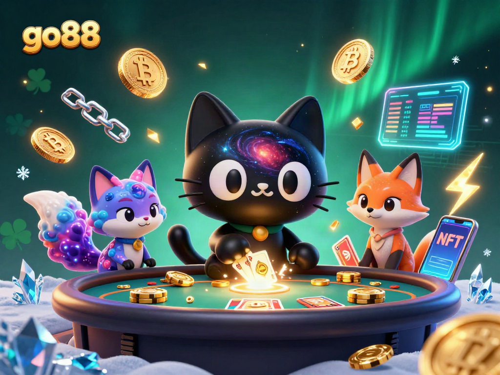 Experience the thrill of go88 with a cosmic casino scene featuring vibrant 3D characters and colorful elements.