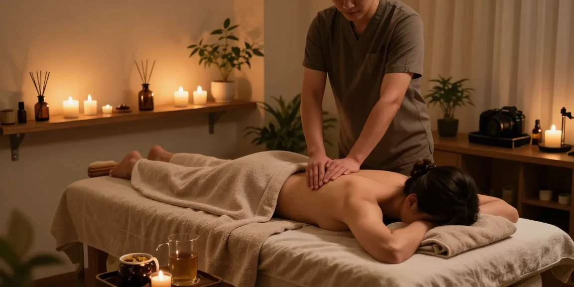 Relaxing 1인샵 massage therapy room with soothing ambiance and professional therapist.