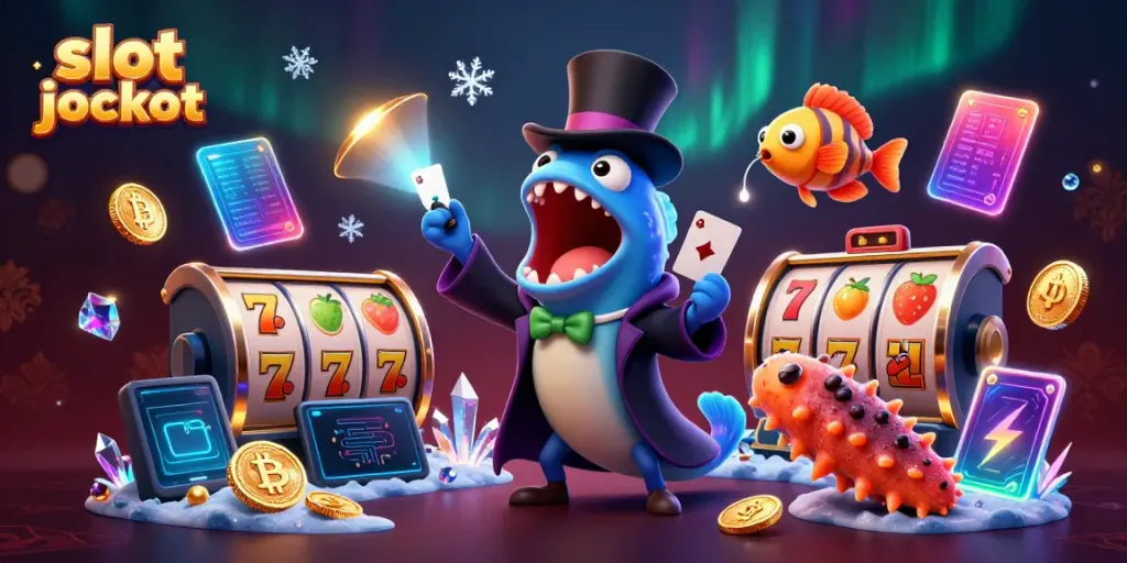Gulper eel menampilkan trik kartu di antara elemen slot jackpot dan simbol berkilau lainnya.