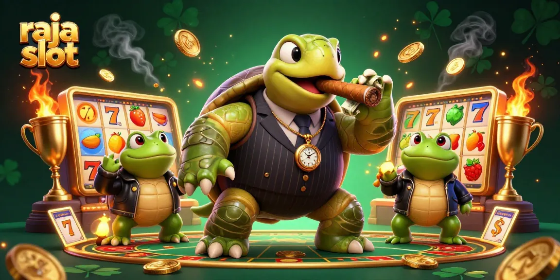 Memenangkan jackpot di Raja Slot dengan karakter lucu dan elemen kasino yang menarik.