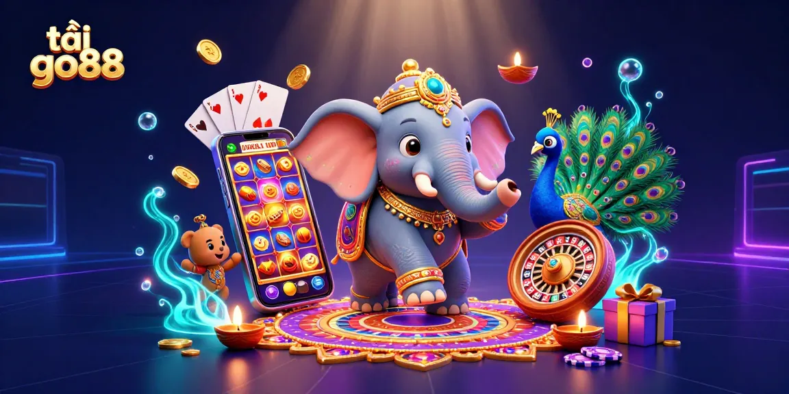 Experience the thrill of tải go88 with vibrant 3D casino scenes featuring games and festive characters.
