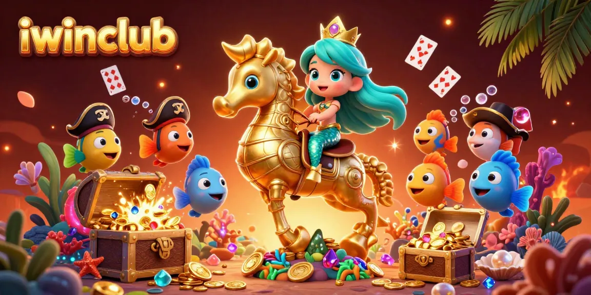 Engage with iwinclub through this vibrant underwater gaming adventure featuring a mermaid and treasure.