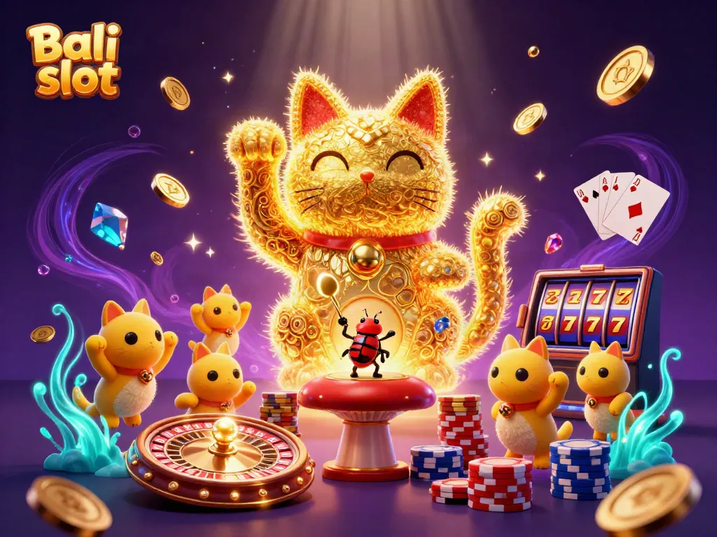 Experience the excitement of Bali slot's vibrant casino world filled with dynamic gaming symbols.