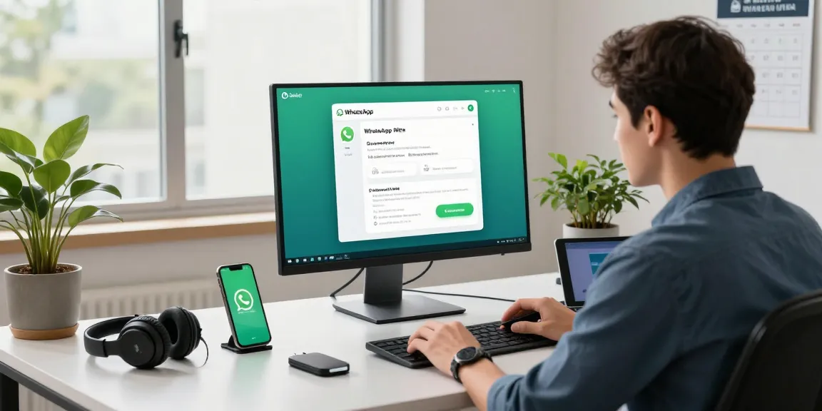 Discover WhatsApp電腦版 features in an innovative workspace with a user engaged in communication.
