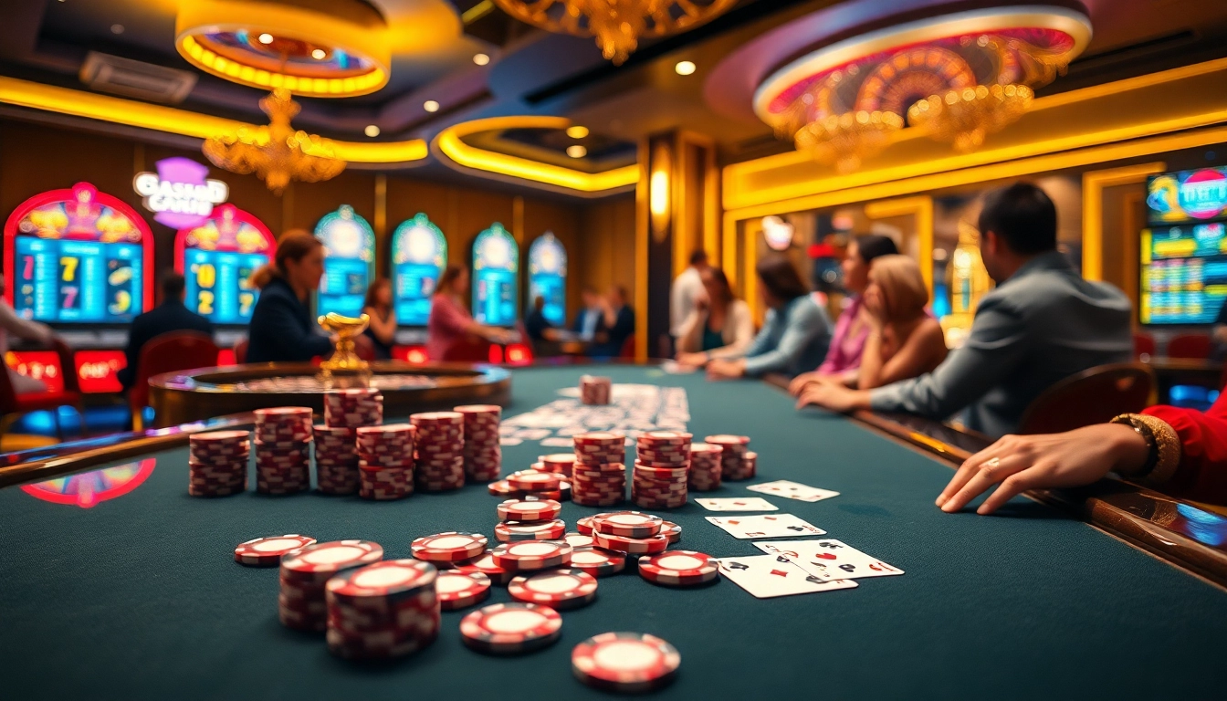 Exciting gambling action at GG88 Guru casino with poker chips and roulette wheel.