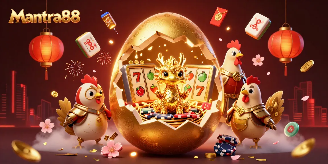 Play with mantra88 and win big with a golden dragon guarding valuable poker chips in a vibrant casino scene.