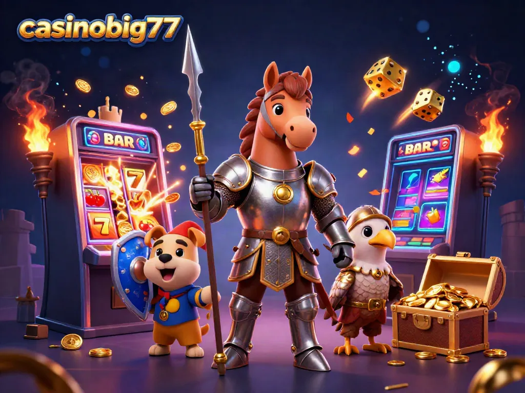 Experience the thrill at casinobig777 with vibrant slot machines, knights, and jackpots.