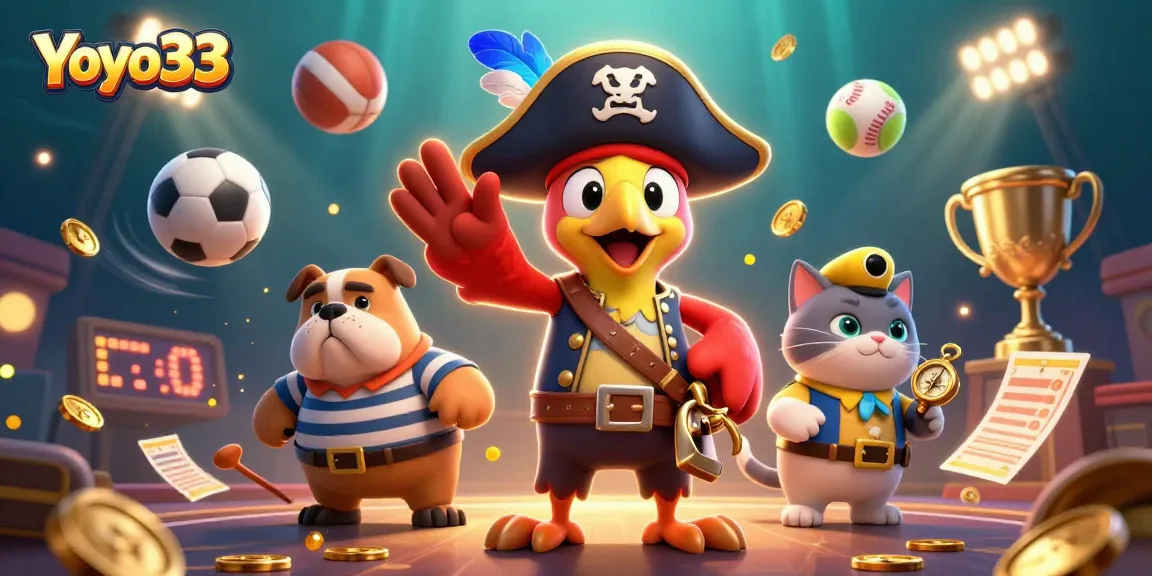 Engage with Yoyo33 as the pirate captain and friends navigate thrilling casino games.