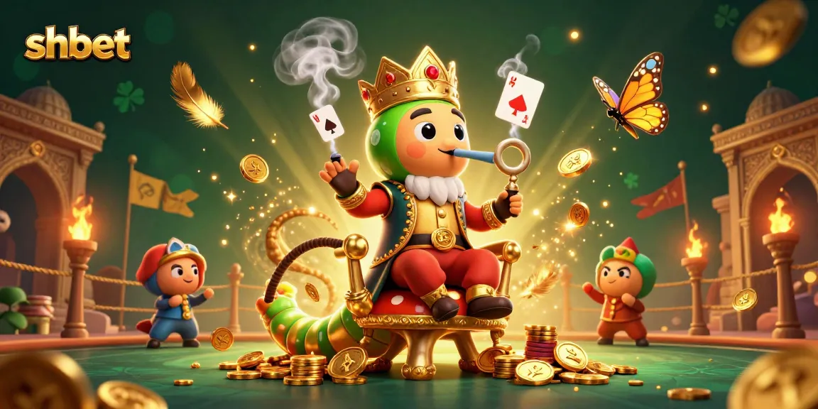 Experience thrilling gaming at shbet with a dynamic scene of a caterpillar hookah-master in a lush casino environment.