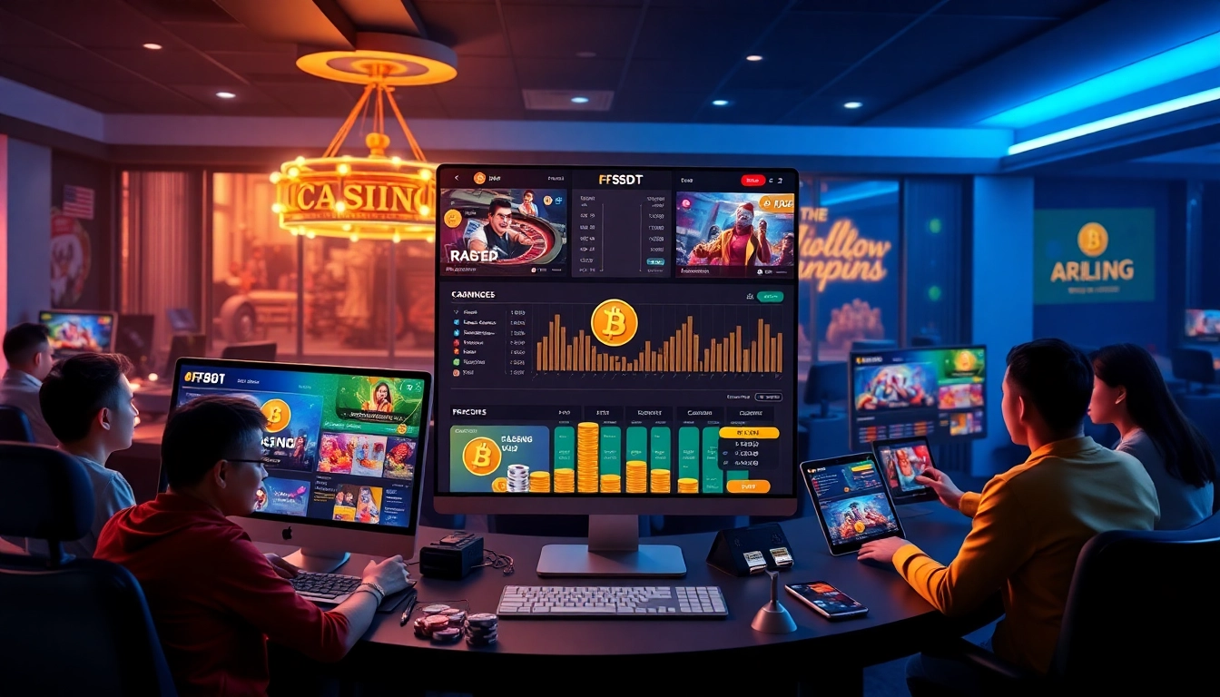 Engaging online gambling interface showcasing af88.com with diverse users and vibrant colors.