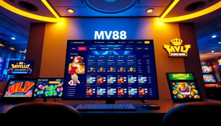 MV 88 online gambling platform interface displaying vibrant game graphics and user-friendly navigation.