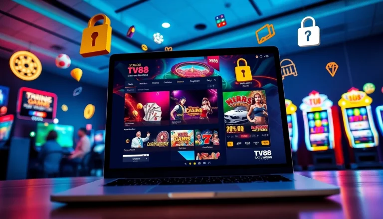 TV88 online gaming platform showcasing various casino games and secure financial transactions.