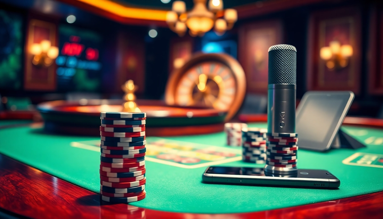 Capture the excitement of gambling with MV 88 microphone among casino chips and roulette wheel.