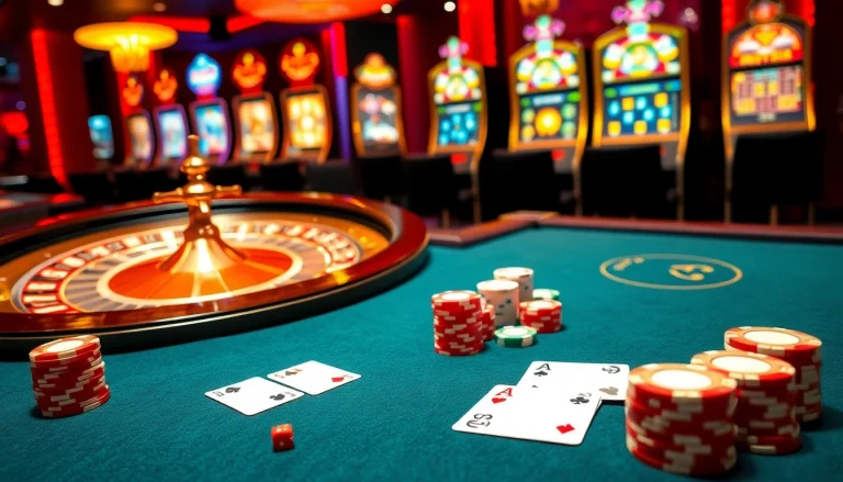 Khela88 bet casino scene with poker chips and roulette wheel for an immersive gambling experience.