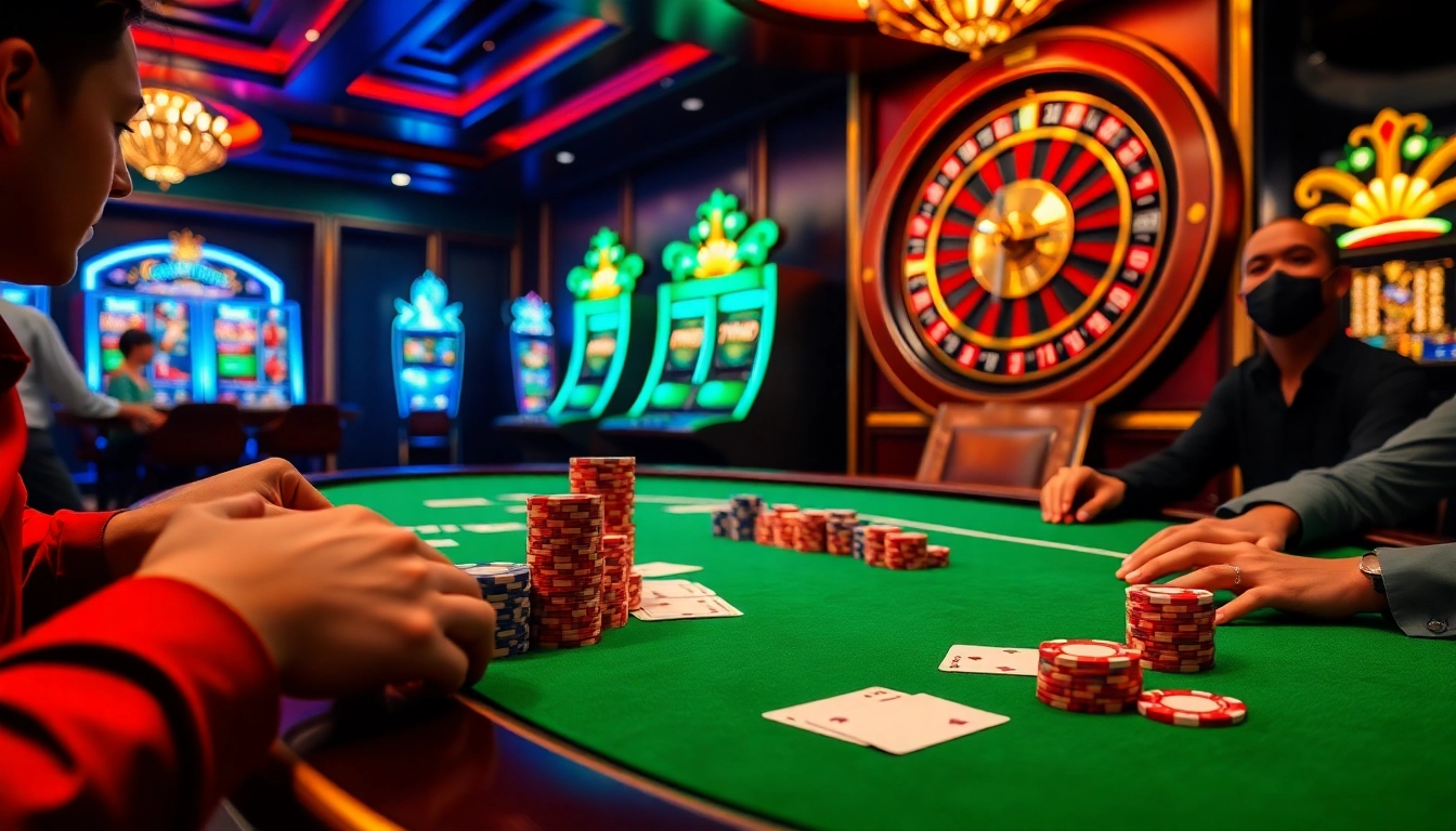 Experience the excitement of rr88.com with vibrant casino elements like poker chips and roulette.