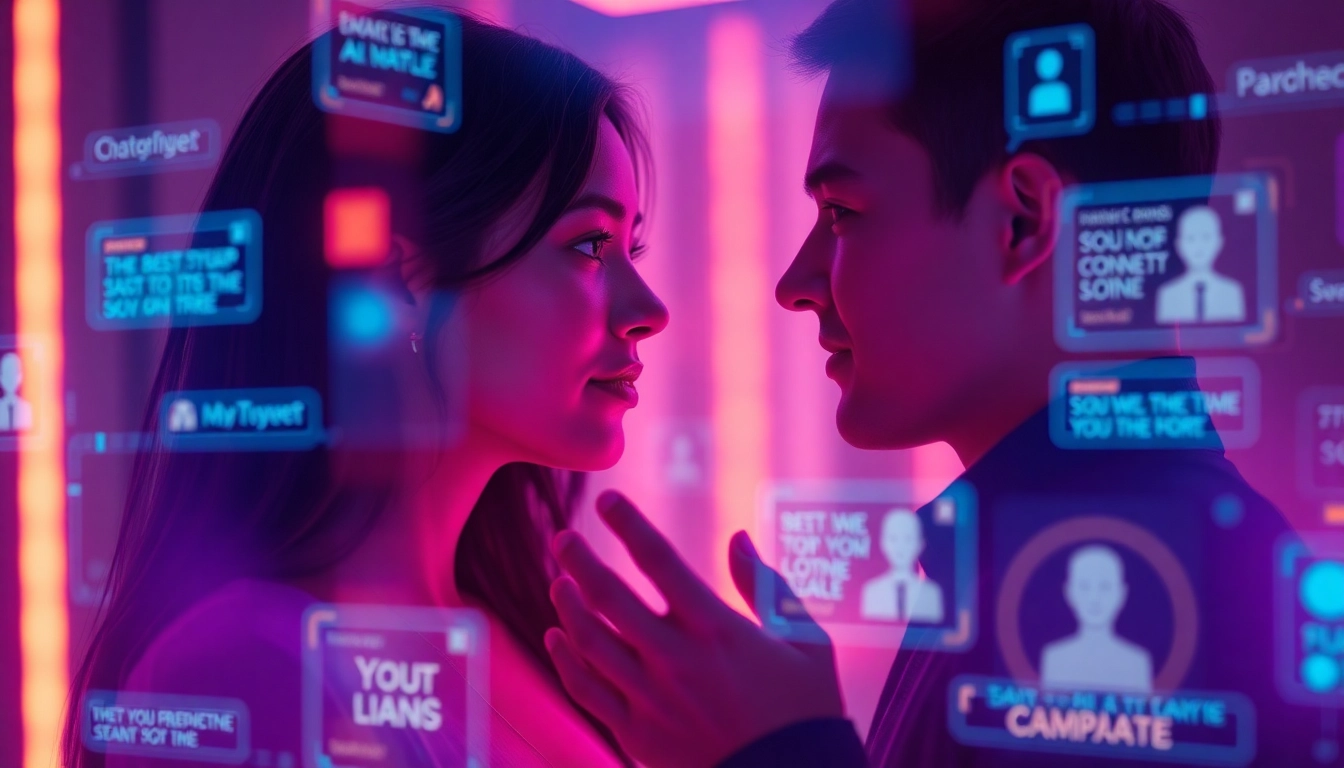 Engaging ai chat sex interaction with a digital character in a vibrant virtual space.