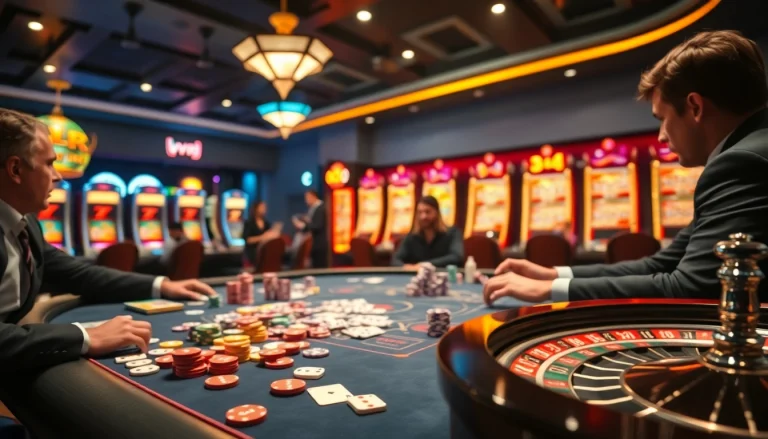 Engage in thrilling gameplay with vb9 at a vibrant casino table surrounded by colorful chips and cards.